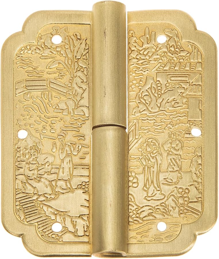 Antique Brass Cabinet Door Hinges 6x5 Cm Vintage Decorative Hinges For Wooden Box Wine Case Furniture - Image 1